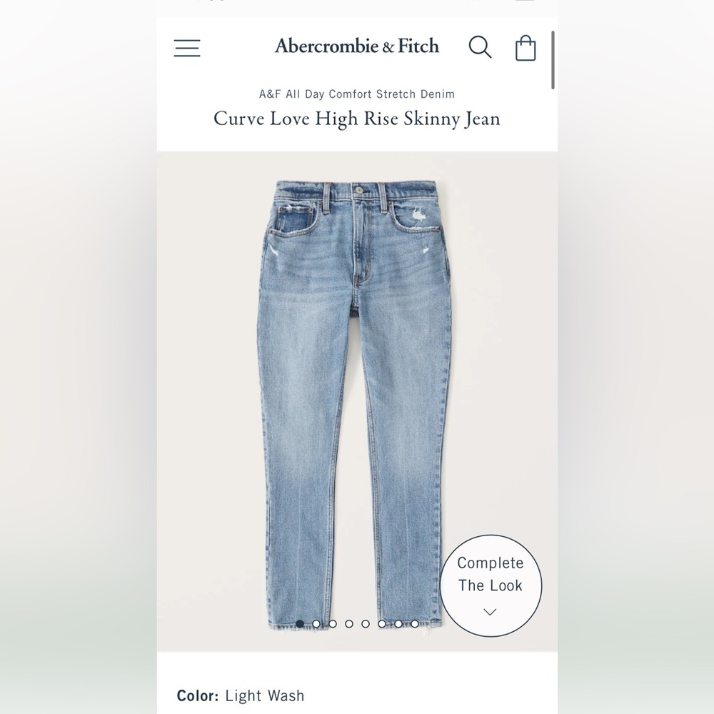 Abercrombie & Fitch High Rise Skinny Curve Love jeans- LIKE NEW - light wash 26
